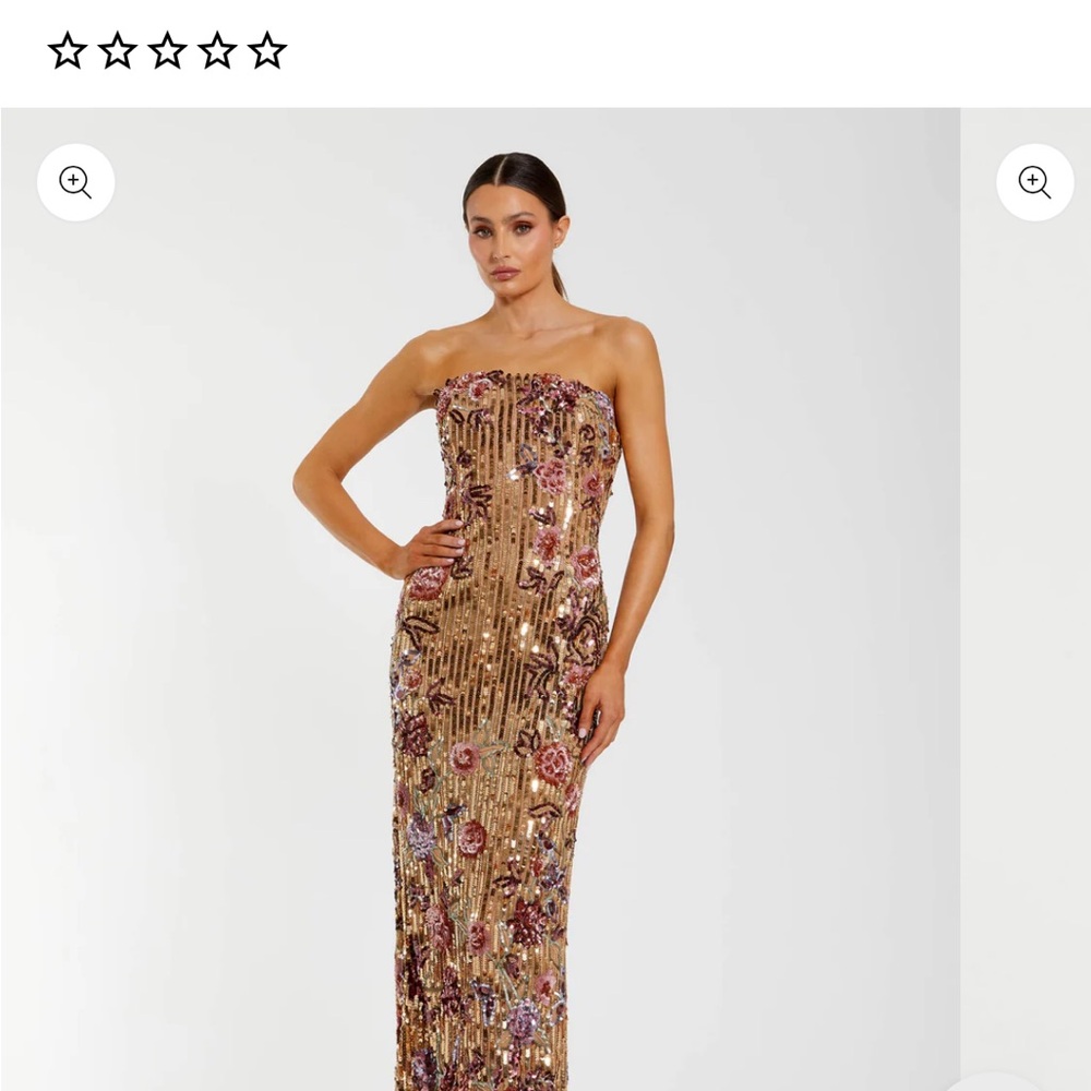 Mac Duggal Gold and Purple Strapless Dress